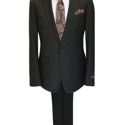 Black 1-button Regular Fit Suit_Black 1-button Regular Fit Suit
