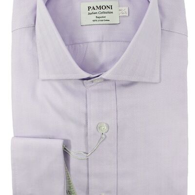 Slim Fit Lilac Herringbone Shirt_Slim Fit Lilac Herringbone Shirt