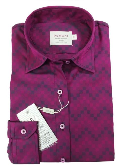 Purple Squares Fitted Shirt_Purple