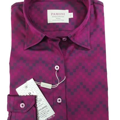 Purple Squares Fitted Shirt_Purple