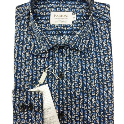 Blue Printed Slim Fit Shirt_Blue