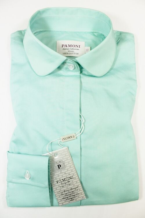 Mint Curved Collar Fitted Shirt_Mint Curved Collar Fitted Shirt