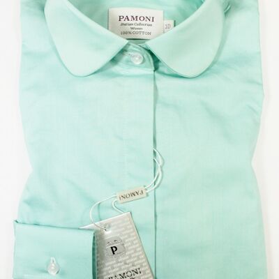 Mint Curved Collar Fitted Shirt_Mint Curved Collar Fitted Shirt