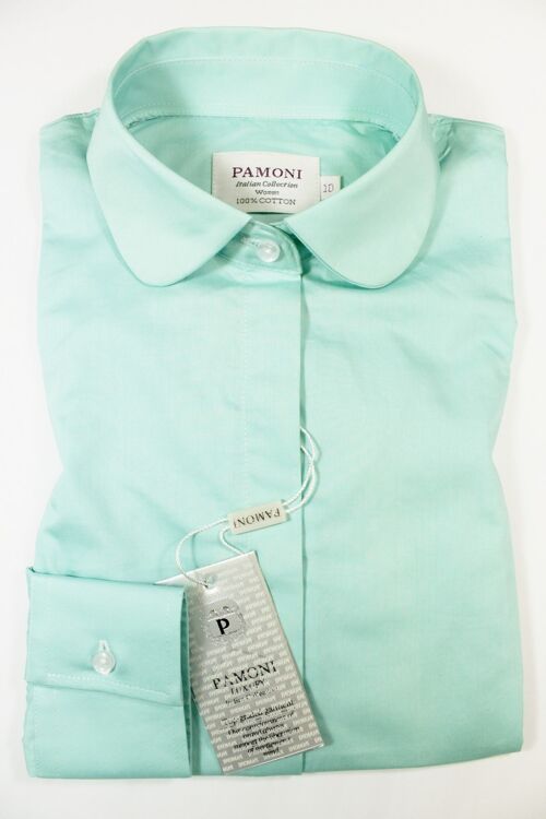 Mint Curved Collar Fitted Shirt_lime