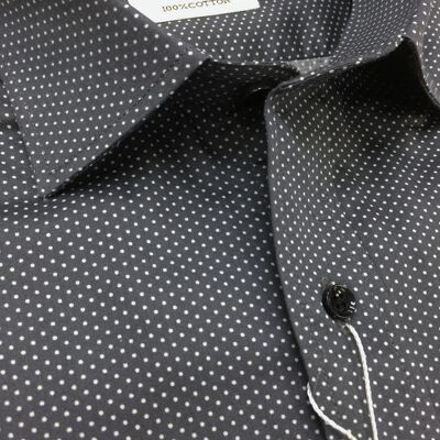 Grey Dotted Print Slim Fit Shirt_Grey