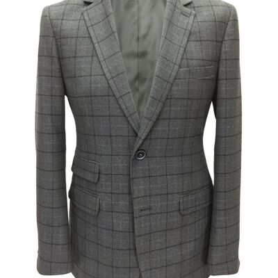 Grey Check Tweed Blazer_Grey Check Tweed Blazer