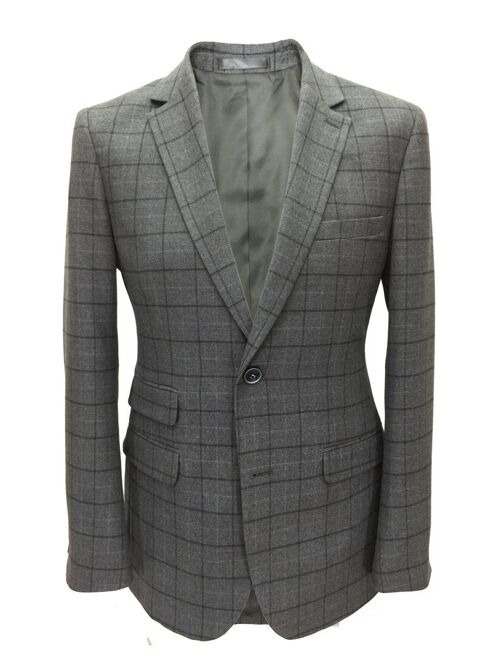 Grey Check Tweed Blazer_Grey