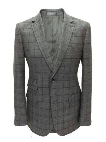 Blazer en tweed à carreaux gris_Grey 1