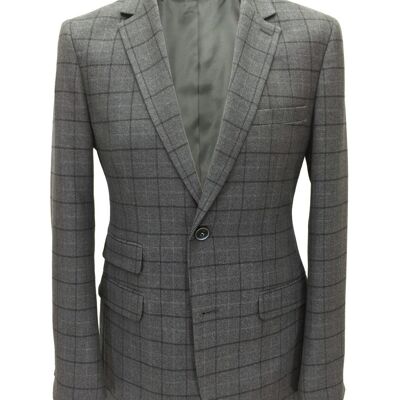 Grey Check Tweed Blazer_Grey