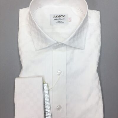 White Box Pattern Slim Fit Shirt_White