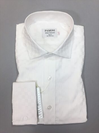 Chemise Slim Fit Blanche à Motif Box_White 1