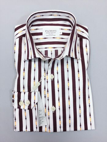 Chemise slim à rayures marron clair_Chemise slim à rayures marron clair 1