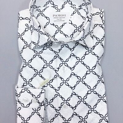 White Chain Pattern Slim Fit Shirt_White Chain Pattern Slim Fit Shirt