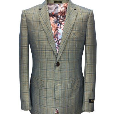 Green Check Slim Fit Blazer_Green Check Slim Fit Blazer