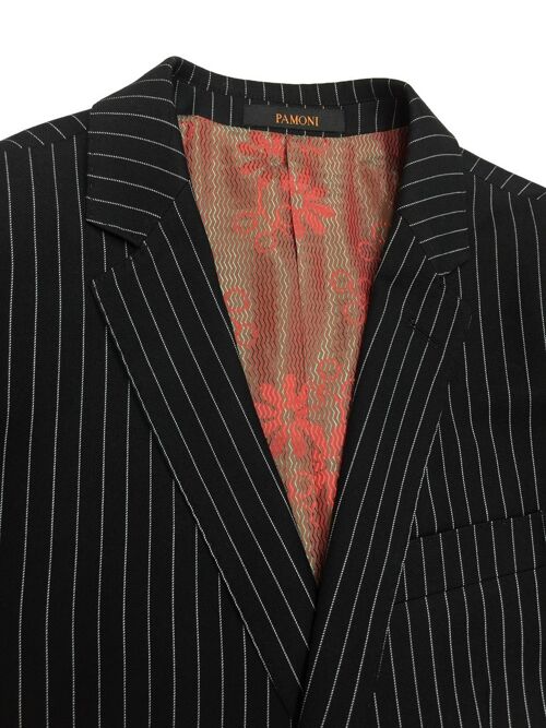 Black Pinstripe 2-button Slim Fit Suit_Black Pinstripe 2-button Slim Fit Suit