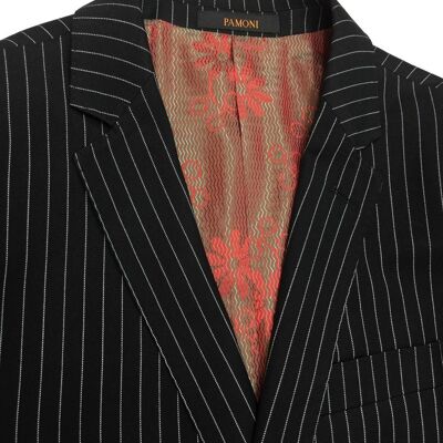 Black Pinstripe 2-button Slim Fit Suit_Black