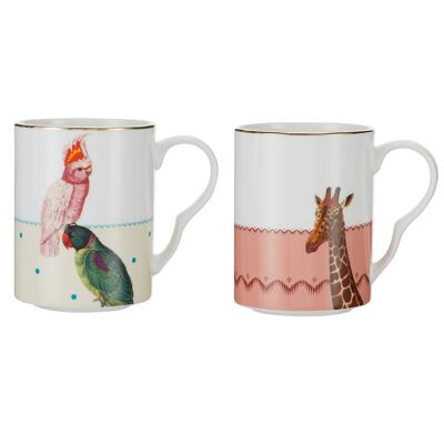 YE - Box 2 mugs 28 cl Carnival Elephant and Giraffe