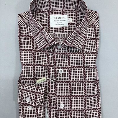 Burgundy Check Slim Fit Shirt_Burgundy Check Slim Fit Shirt