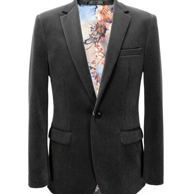 Grey Velvet Slim Fit Blazer_Grey Velvet Slim Fit Blazer