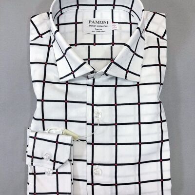 White Black Check Slim Fit Shirt_White Black Check Slim Fit Shirt