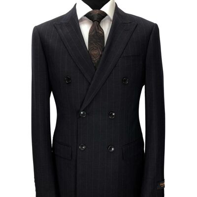 Dark Brown Pinstripe Double Breasted Suit_Brown