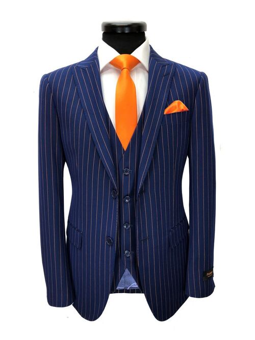 Blue w/ Orange Pinstripe 3-piece Suit_Blue w/ Orange Pinstripe 3-piece Suit