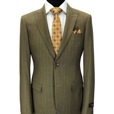 Brown Pinstripe 2-button Slim Fit Suit_Brown Pinstripe 2-button Slim Fit Suit