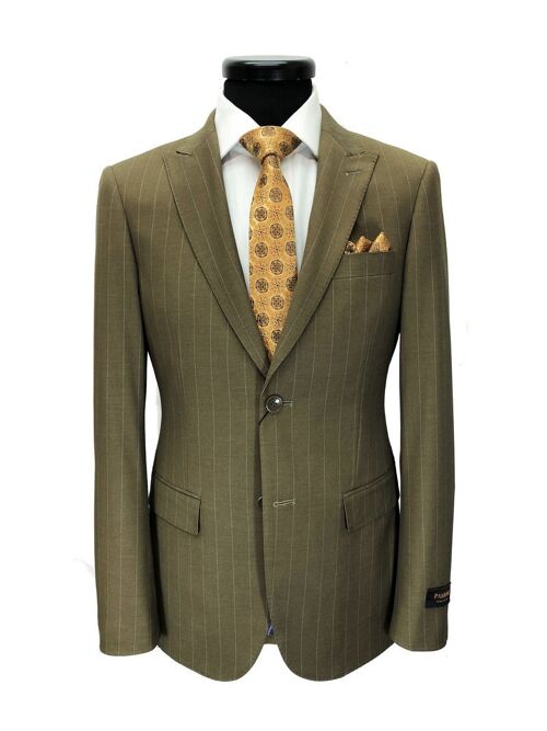 Brown Pinstripe 2-button Slim Fit Suit_Brown
