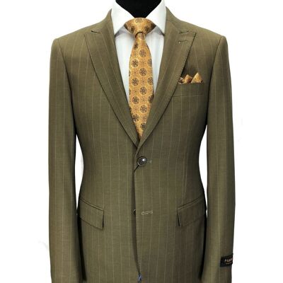 Brown Pinstripe 2-button Slim Fit Suit_Brown