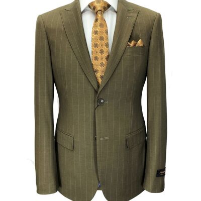 Brown Pinstripe 2-button Slim Fit Suit_Brown
