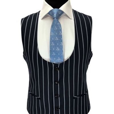 Navy Bold Stripe 2-button 3-piece Suit_Blue