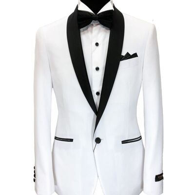 White Black Lapel Slim Fit Dinner Suit_White Black Lapel Slim Fit Dinner Suit