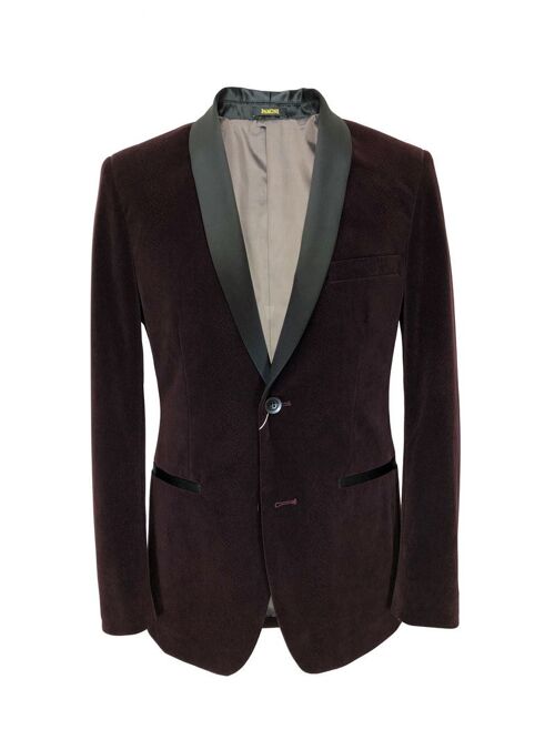 Burgundy Snakeskin Effect Velvet Dinner Jacket_Burgundy