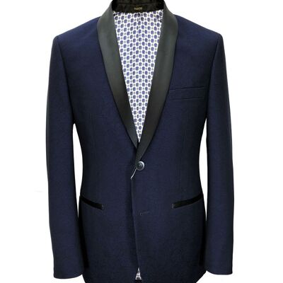 Blue Textured Dinner Jacket_Blue