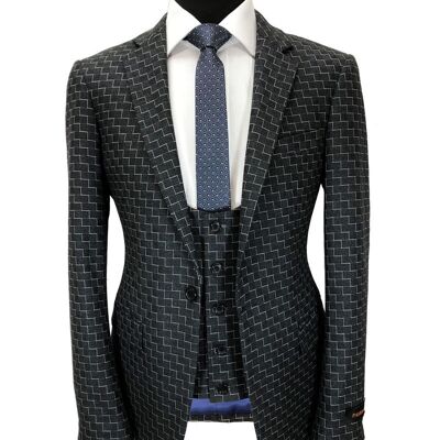 Charcoal Zigzag Pattern 3-piece Suit_Charcoal Zigzag Pattern 3-piece Suit