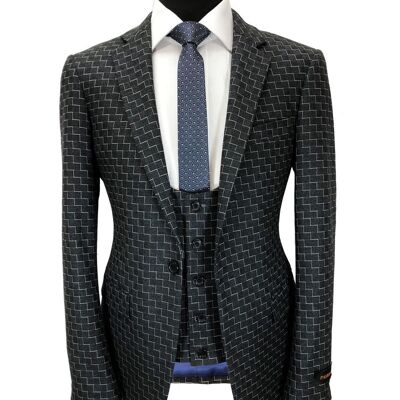 Charcoal Zigzag Pattern 3-piece Suit_Grey