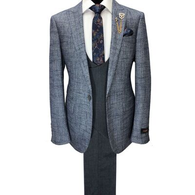 Subtle Check Grey Combination 3-piece Suit_Subtle Check Grey Combination 3-piece Suit