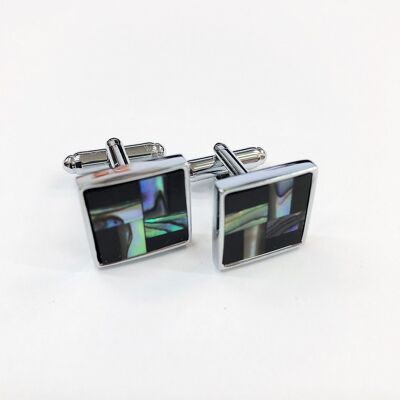 Marble-Tiled Weave Cufflinks_Blue