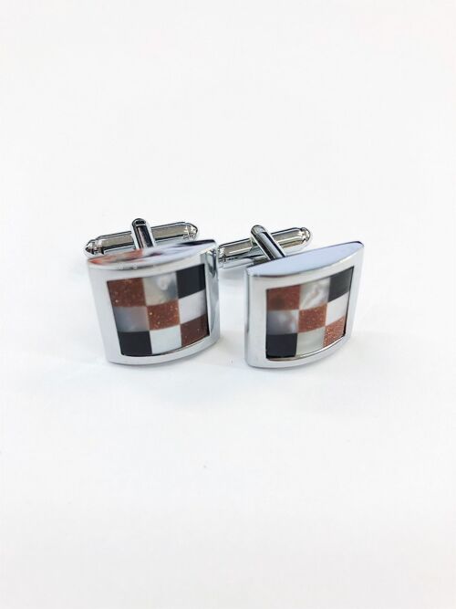 Mother Of Pearl Chequered Cufflinks_Mother Of Pearl Chequered Cufflinks