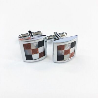 Mother Of Pearl Chequered Cufflinks_Mother Of Pearl Chequered Cufflinks