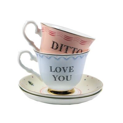 YE - Coffret 2 Paire Tasse thé 28 cl Love You / Ditto