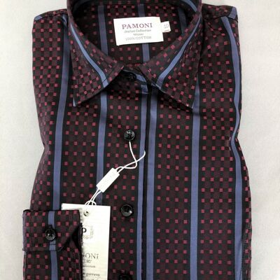 Maroon Check With Purple Stripe Fitted Shirt_Maroon Check With Purple Stripe Fitted Shirt