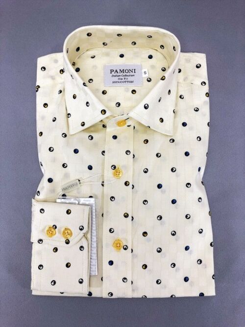 Spotted Print Slim Fit Shirt_Spotted Print Slim Fit Shirt
