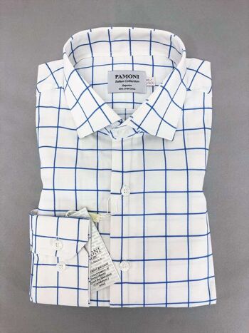 Chemise Slim Fit à carreaux bleu blanc_White Blue 1