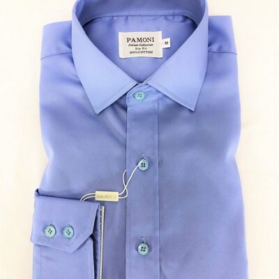 Plain Blue Slim Fit Shirt_Plain Blue Slim Fit Shirt