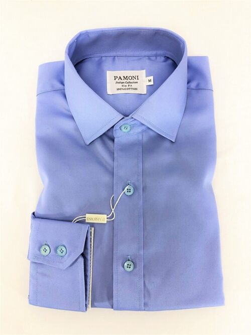 Plain Blue Slim Fit Shirt_Blue