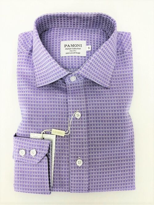 Lilac Twill Check Pure Cotton Shirt_Lilac Twill Check Pure Cotton Shirt