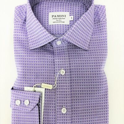 Lilac Twill Check Pure Cotton Shirt_Lilac Twill Check Pure Cotton Shirt