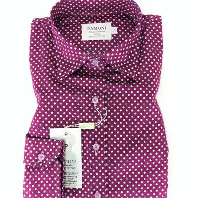 Marble Ball Print Pure Cotton Shirt_Fuchsia