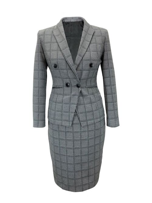 Grey Check Dog Tooth Fitted Suit_Grey Check Dog Tooth Fitted Suit